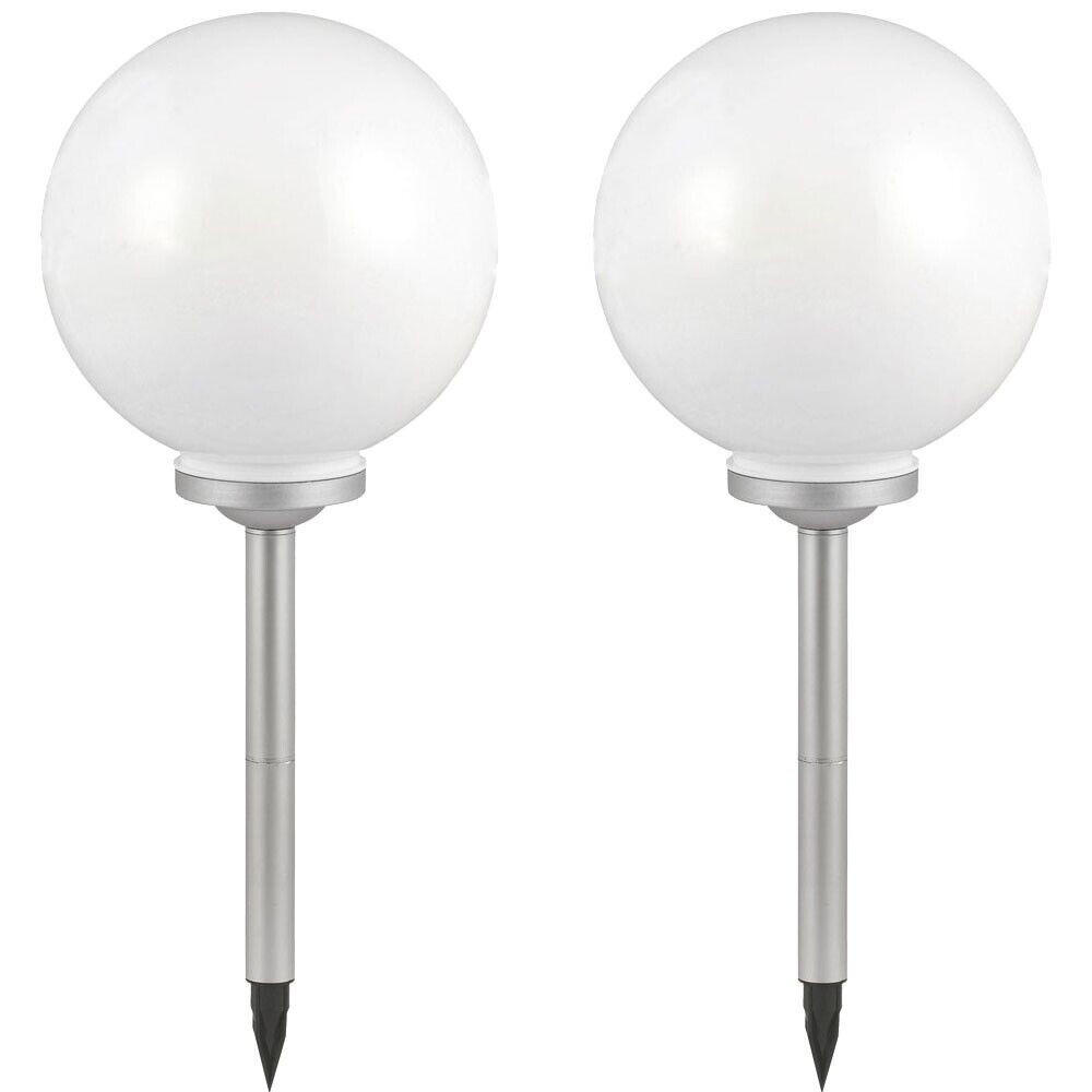 LED AUSSENLEUCHTE Solarkugel Weiß Silber - Weiß, Kunststoff (30/30/62cm)