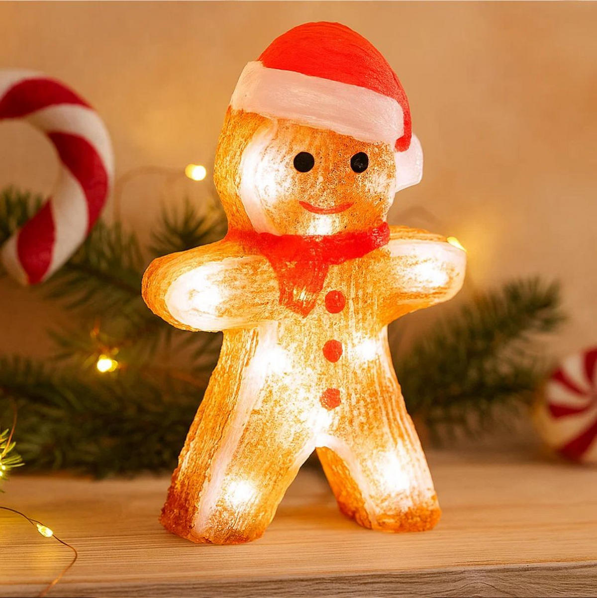 WEIHNACHTSDEKORATION LED Lebkuchenmann 21 cm - Multicolor, Kunststoff (13/21/6cm) - Fééric Lights and Christmas