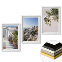 WANDBILDER 3er-Set - 40x60 cm Weißer Rahmen - Weiße Treppe mit Blick auf Santorini - Weiß, Kunststoff (40/60cm) - ArtPrintCave