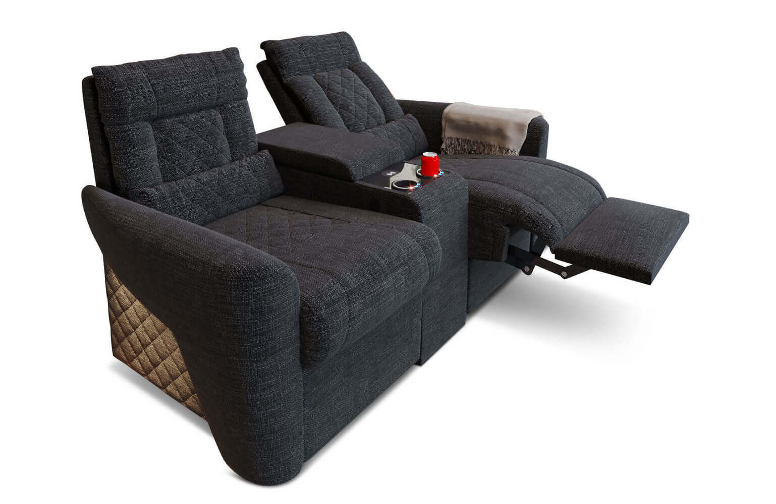 KINOSESSEL Kinosessel Relax Schwarzgrau - Schwarz/Grau, Kunststoff (190/94/92cm)