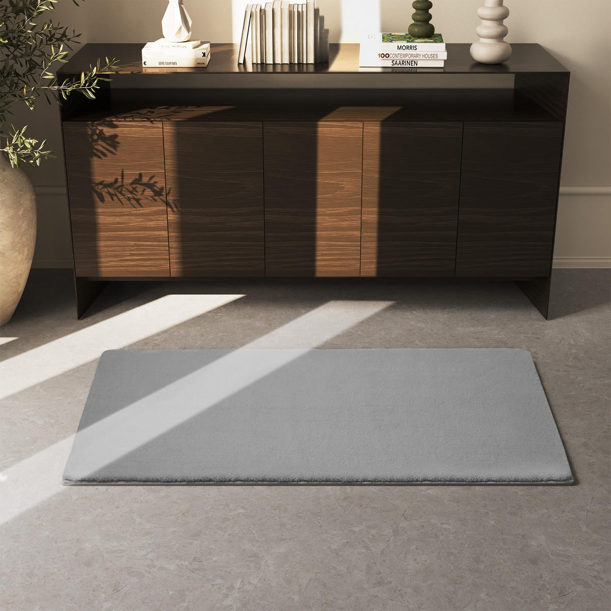 KURZFLORTEPPICH Soft Zone,rutschfeste Unterseite,grau - Grau, Kunststoff (150/80cm) - tectake