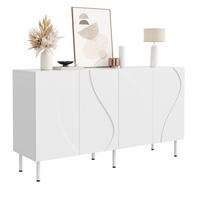 SIDEBOARD 3D Türen grifflos PB MDF Metallfüße modern - Weiß, Holzwerkstoff (40/77.5/140cm) - FLIEKS