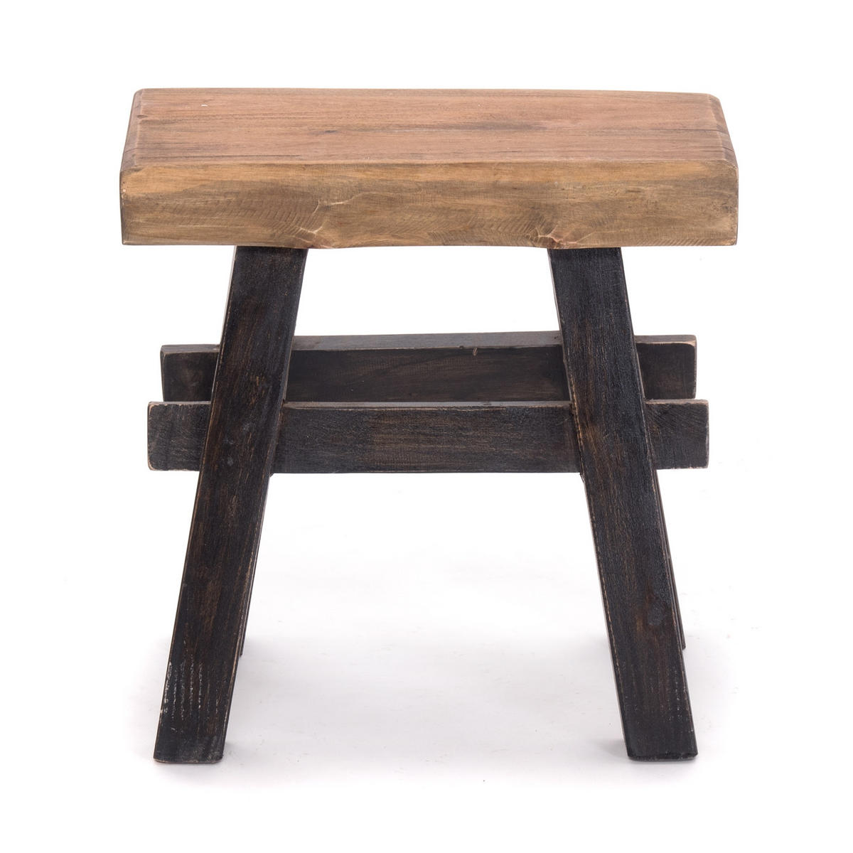 HOCKER VINTAGE 40 Massivholz 04 schwarz-natur - Graubraun, Holz (45/43/27cm) - DESIGN DELIGHTS