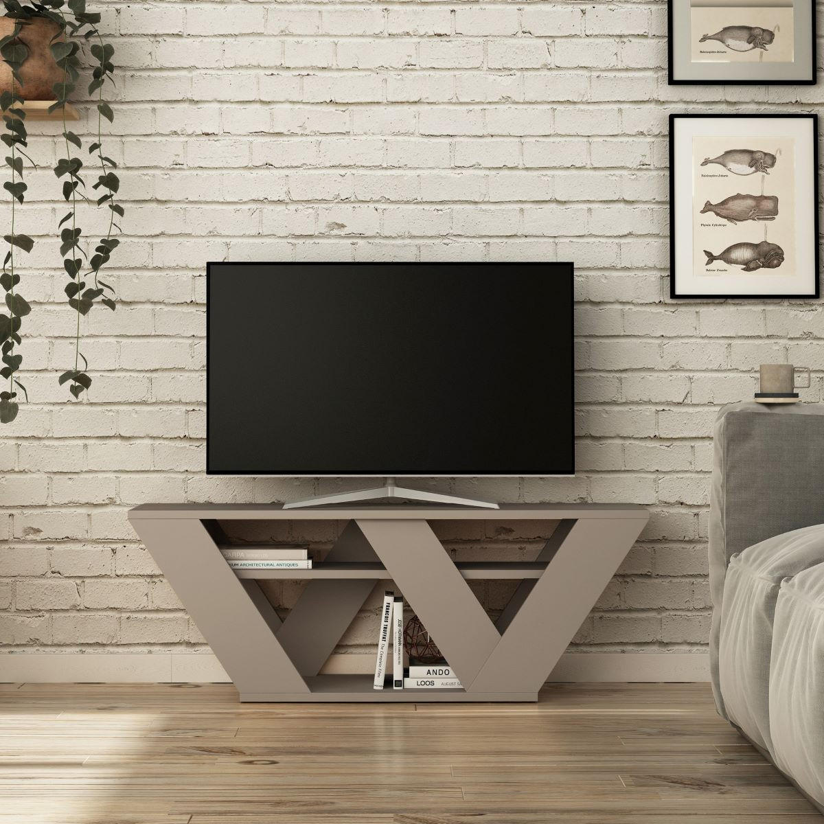 TV-MÖBEL 3 Regale L110 cm - Pipralla - Taupe, Holzwerkstoff (30/40/110cm) - Calicosy