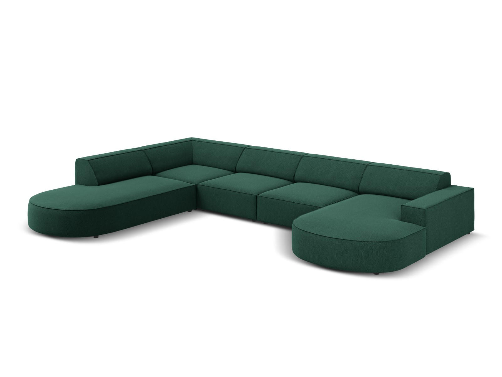 PANORAMASOFA links Jodie aus strukturiertem Stoff grün 7 Sitzplätze - Grün, Textil (262/70/364cm) - Micadoni