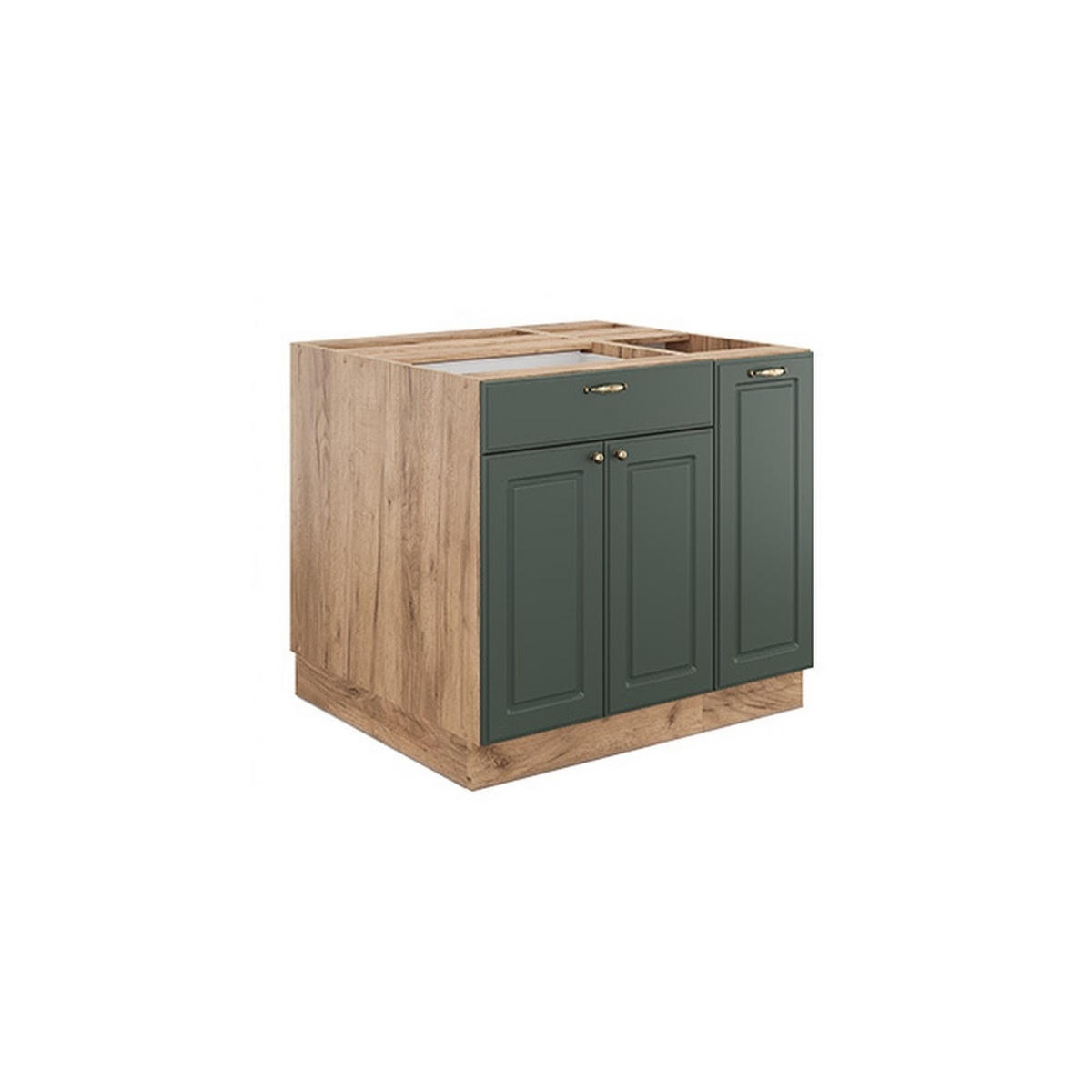 KÜCHENINSEL Fame-Line Grün-Gold Landhaus/Goldkraft Eiche 90 cm mit Schublade, ohne Arbeitsplatte - Eichefarben/Grün, Holzwerkstoff (90/82/81.6cm) - Vicco
