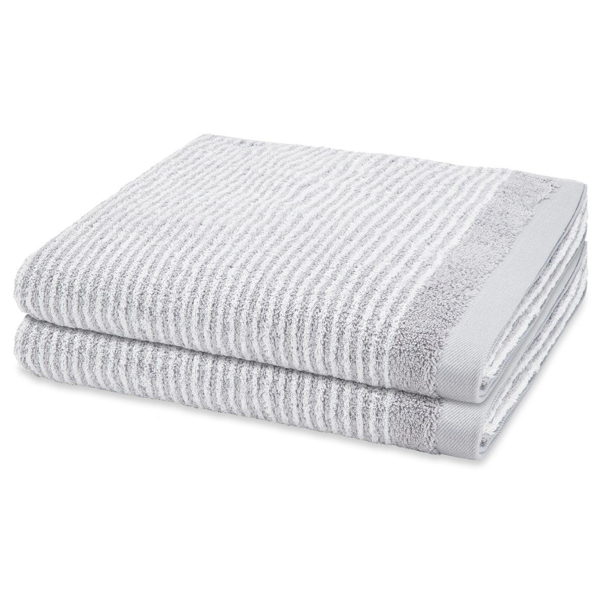 DUSCHTUCH Stripes 2er-Set - Hellgrau, Textil (70/140cm) - Ross