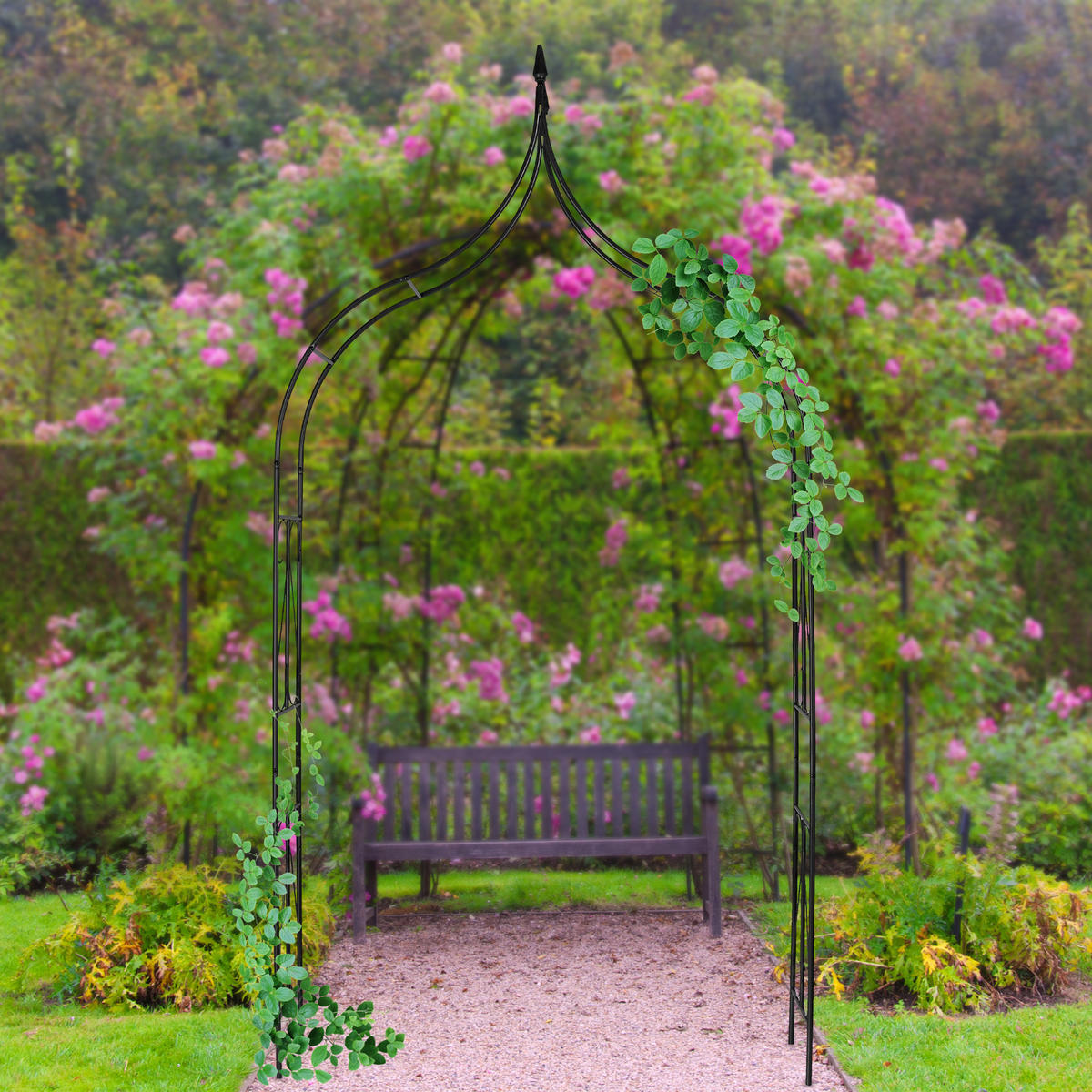 ROSENBOGEN - Schwarz, Metall (145/270/37cm) - Relaxdays