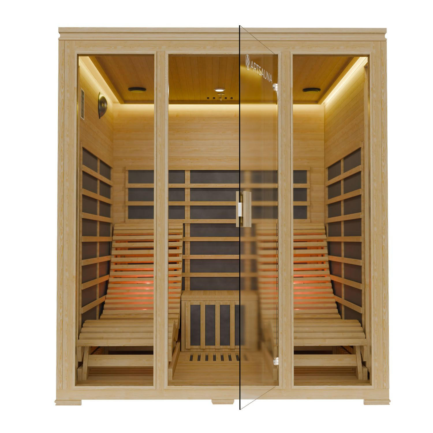 INFRAROTKABINE Billund mit Dual-Heizsystem & Hemlockholz - Naturfarben, Holz (170/190/190cm) - Artsauna