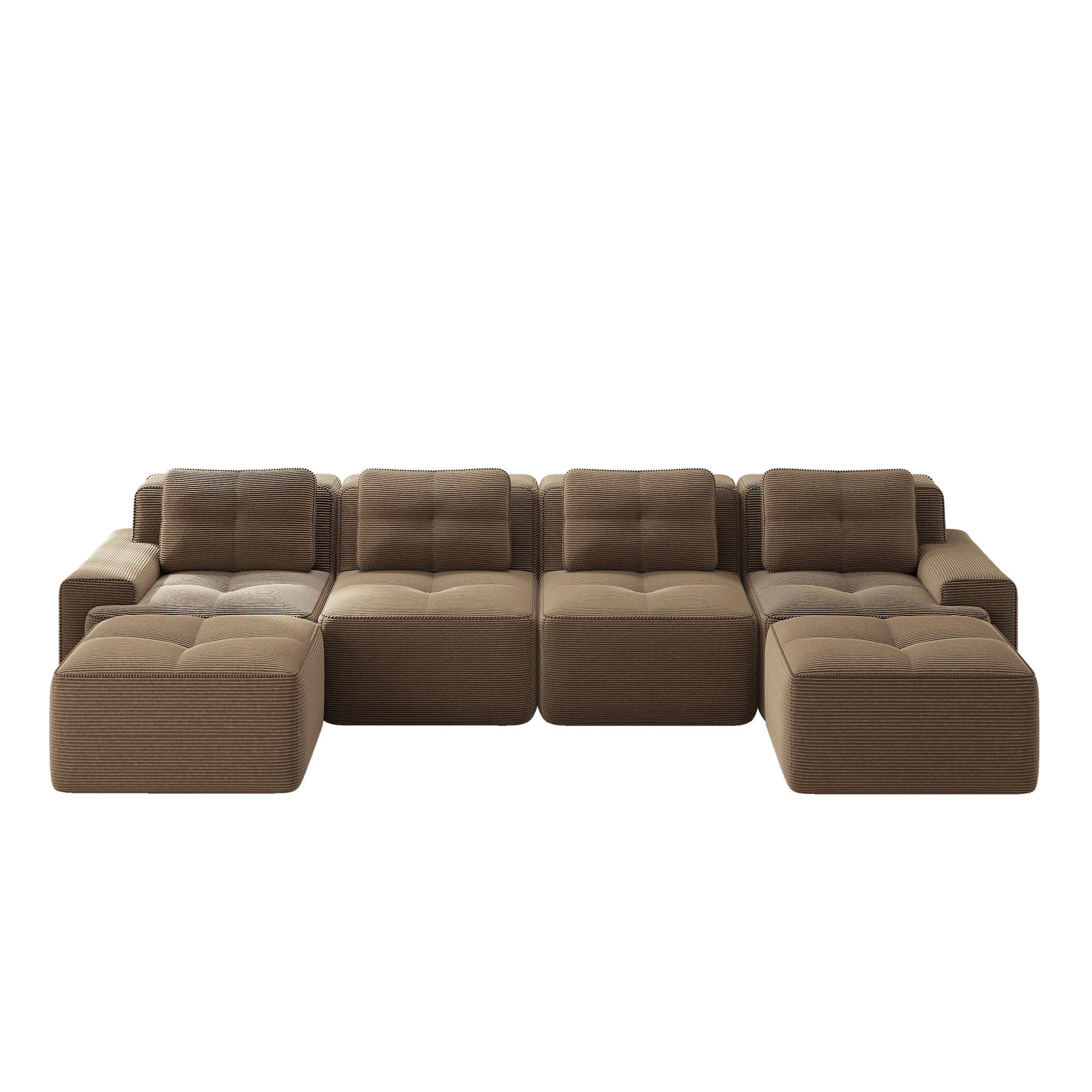 WOHNLANDSCHAFT Braun 382/177/69 cm 4-Sitzer Modular Cordstoff - Braun, Textil (382/69/177cm) - PANGIVO