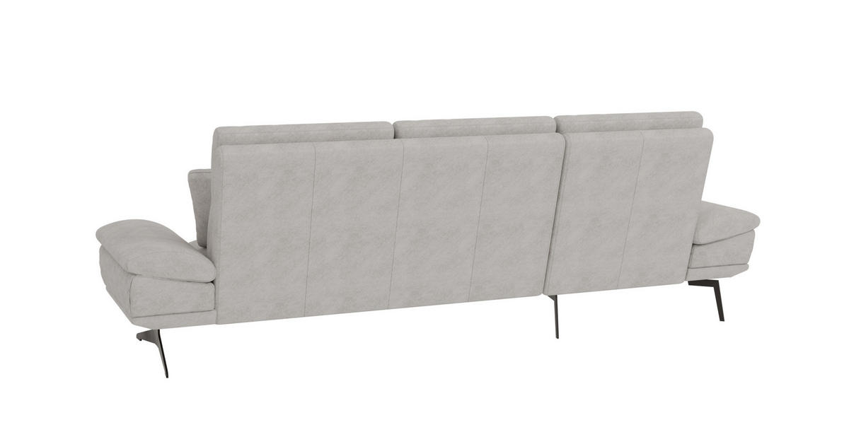 ECKSOFA Loris Grau Samt - Ottomane links - Schwarz/Grau, Holz/Textil (294/175cm) - S-Style Möbel