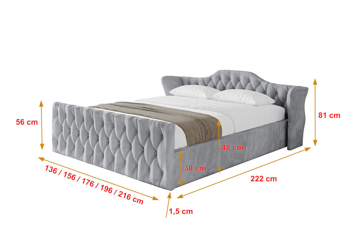 POLSTERBETT mit Bettkasten, Fußteil und Lattenrost, Boxbett mit Matratze H3/H4 - ZORAN-Z-V1 180x200 Hellgrau - Hellgrau, Holzwerkstoff/Textil (180/200cm) - ALTDECOR