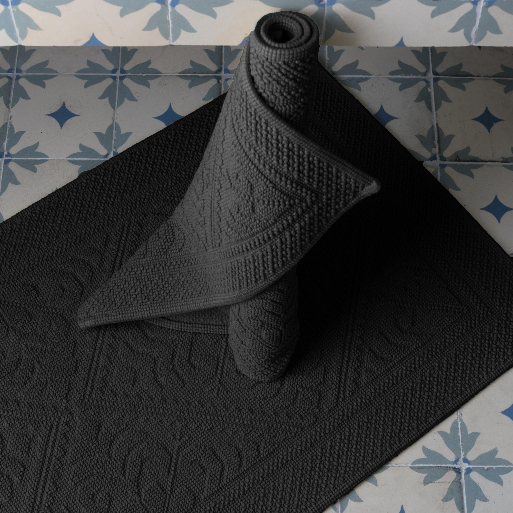 BADEMATTE Enzo carbonfarben 70 x 140 cm - Schwarz, Textil (70/140cm) - Vivaraise