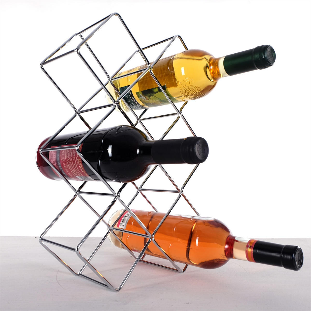 FLASCHENHALTER QUADRAT Metall silber - Silberfarben, Metall (28/25/10cm) - DESIGN DELIGHTS