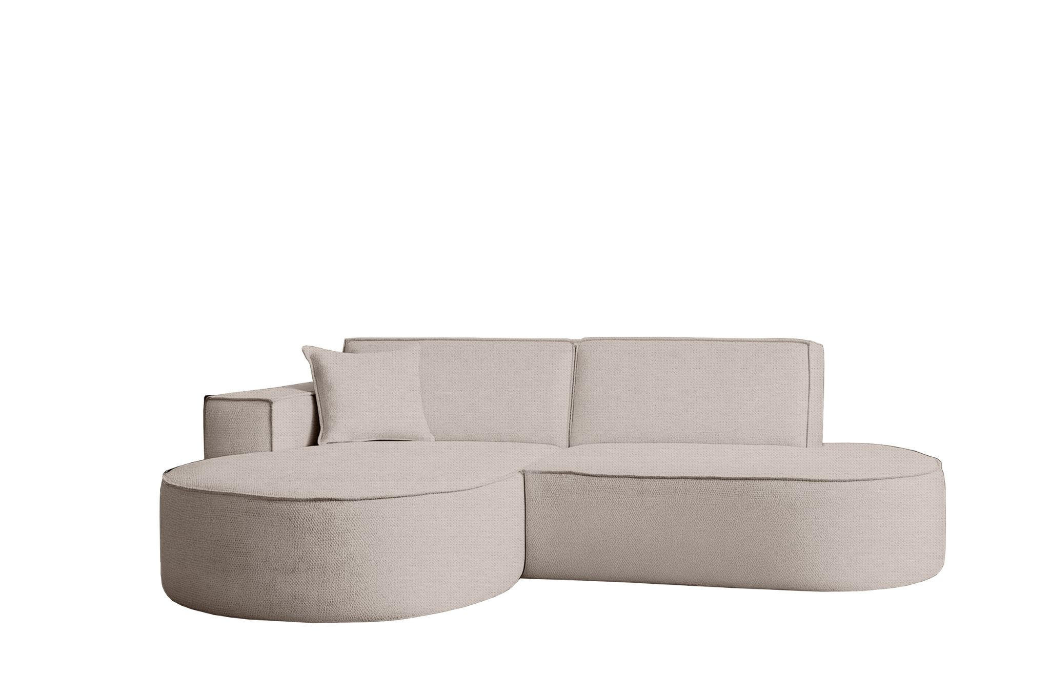 ECKSOFA Modena Studio Stoff Artico, Nata Links - Creme, Holz/Textil (165/236cm) - Kaiser Möbel