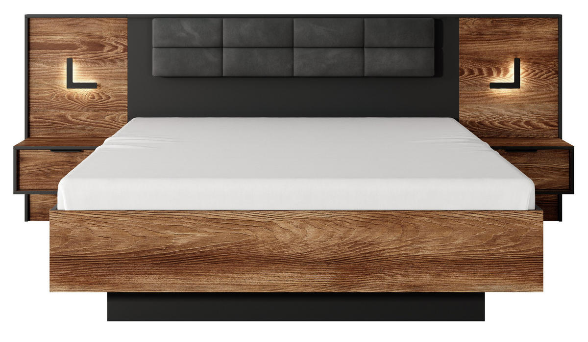 NACHTTISCHE mit LED 50 cm Taviano - Eichefarben, Holz (49/102/49cm) - Emporius