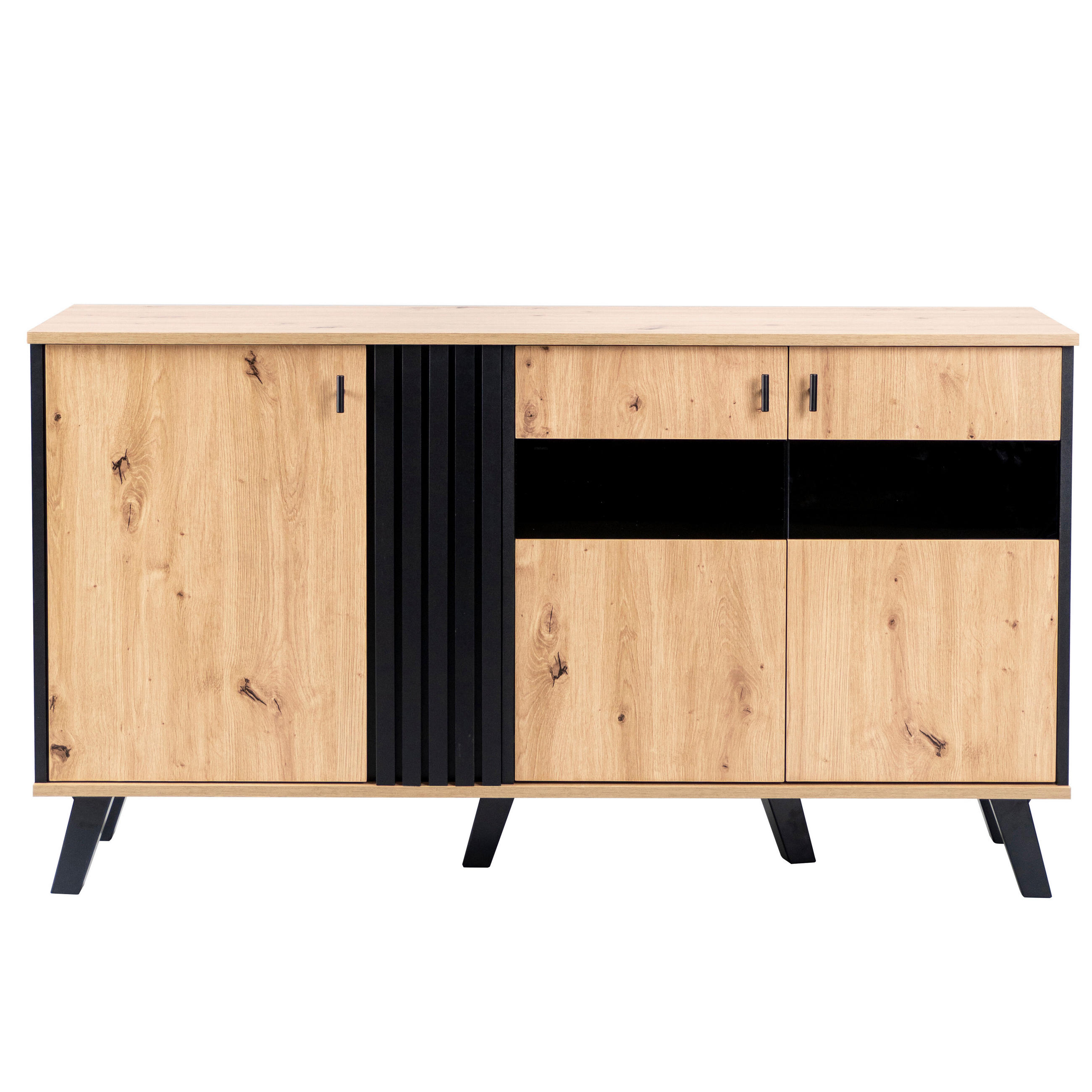 SIDEBOARD Schwarz 140/78/41 cm - Schwarz, Holzwerkstoff/Metall (78/41/140cm) - Urban Meuble