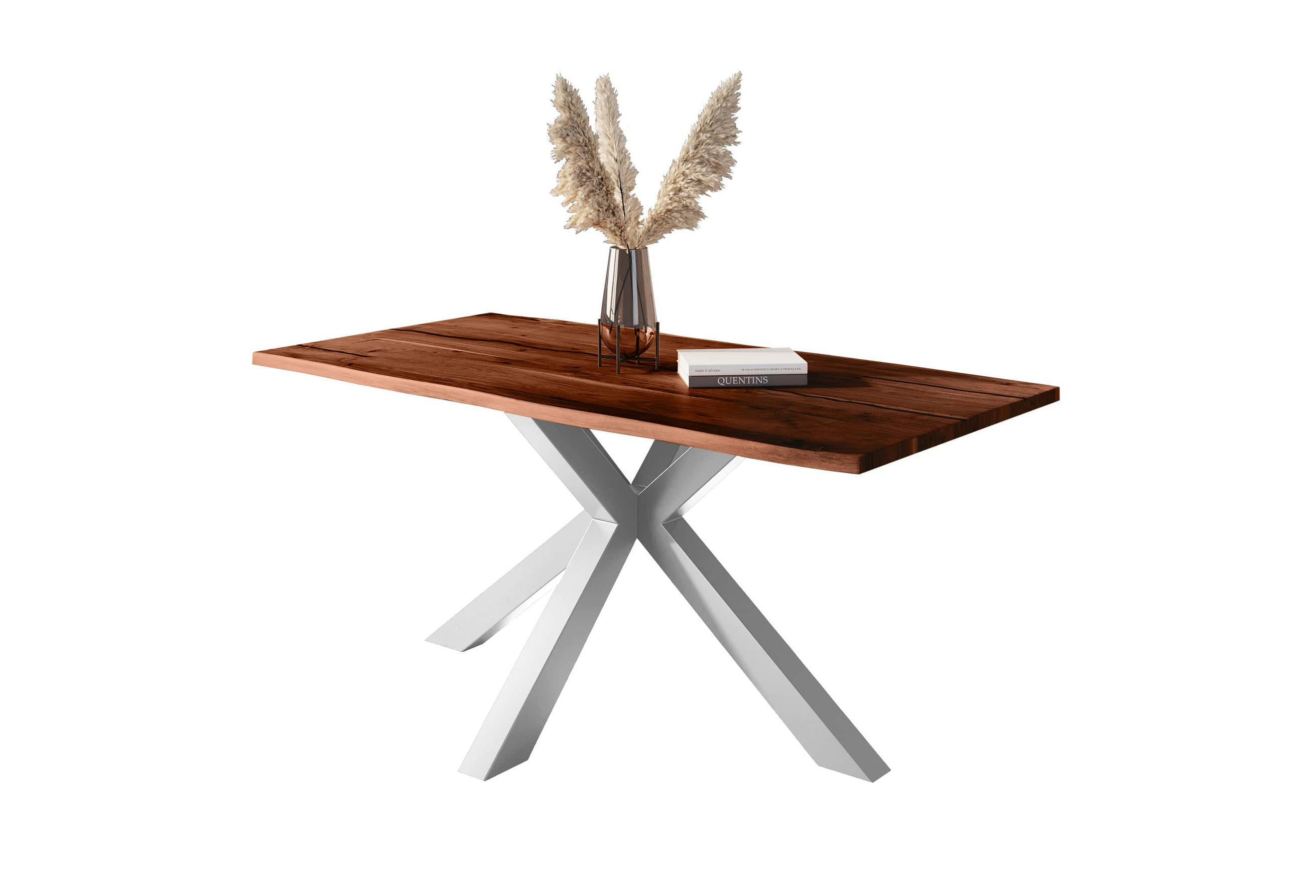 ESSTISCH POLLY - Silberfarben/Braun, Holz (80/140/77cm) - SAM