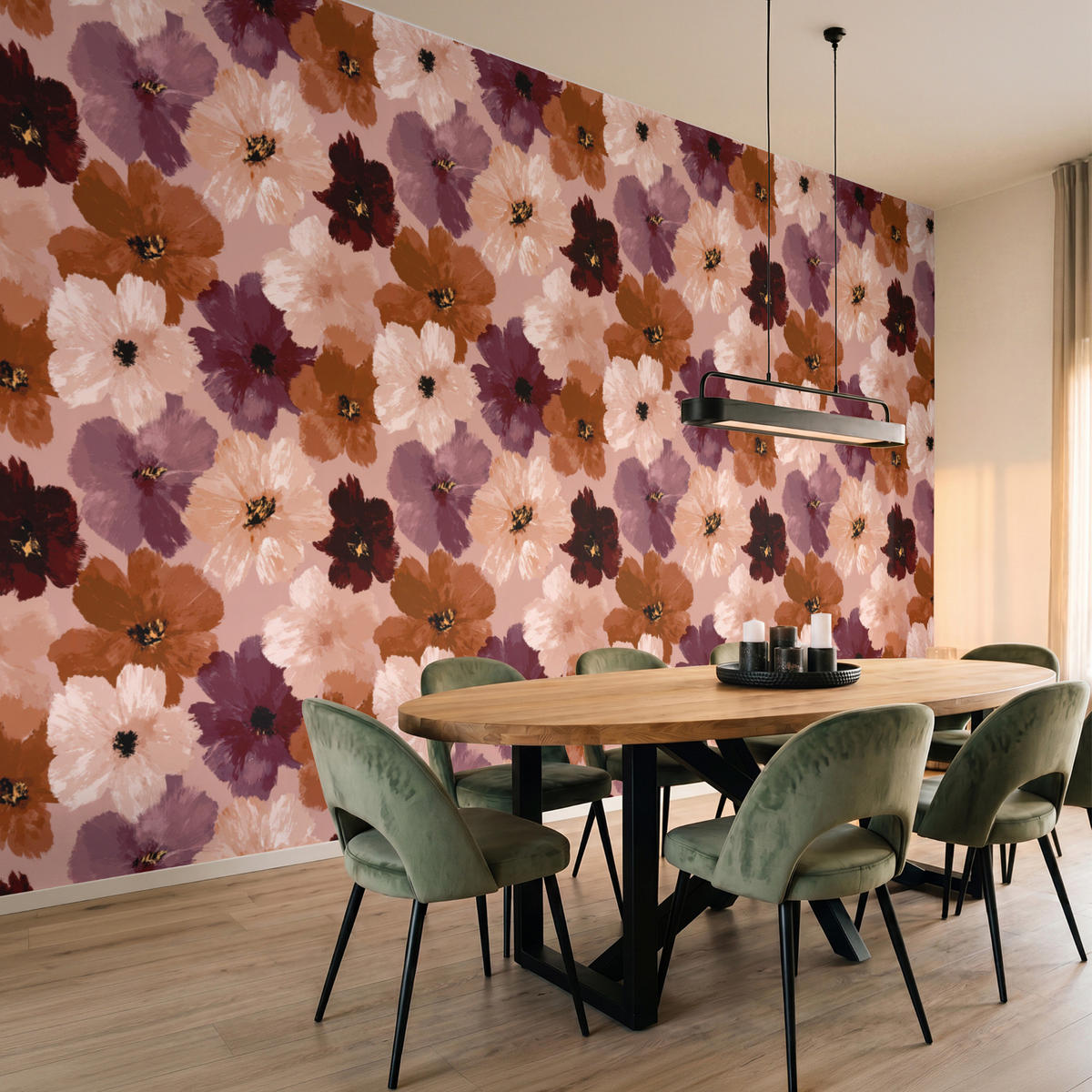 TAPETE - Blumen - Abstrakt - Erdtöne - 500x280 cm - Multicolor, Papier (500/280cm) - OnlyWow