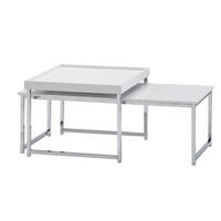 COUCHTISCH 2er Set Holz Metall Ineinanderschiebbar SILVANUS, Weiß 110x60x45 cm - Weiß, Holz/Metall (60/110/45cm) - KADIMA DESIGN