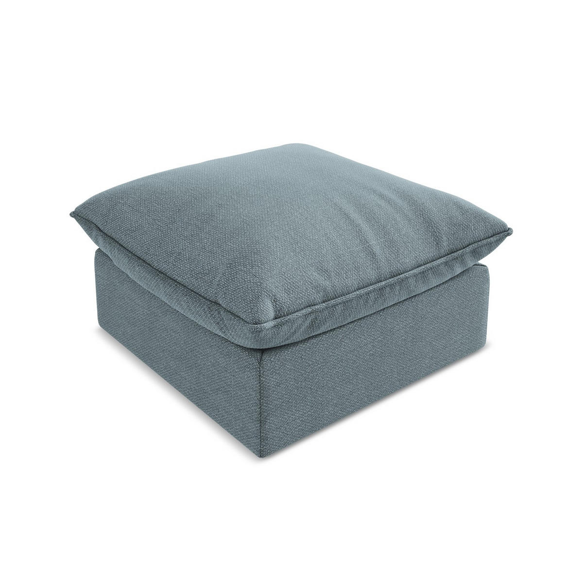 POUF Bouclé Stoff Blau - Pastellblau/Schwarz, Holzwerkstoff/Kunststoff (75/45/75cm) - LaMiaSofa