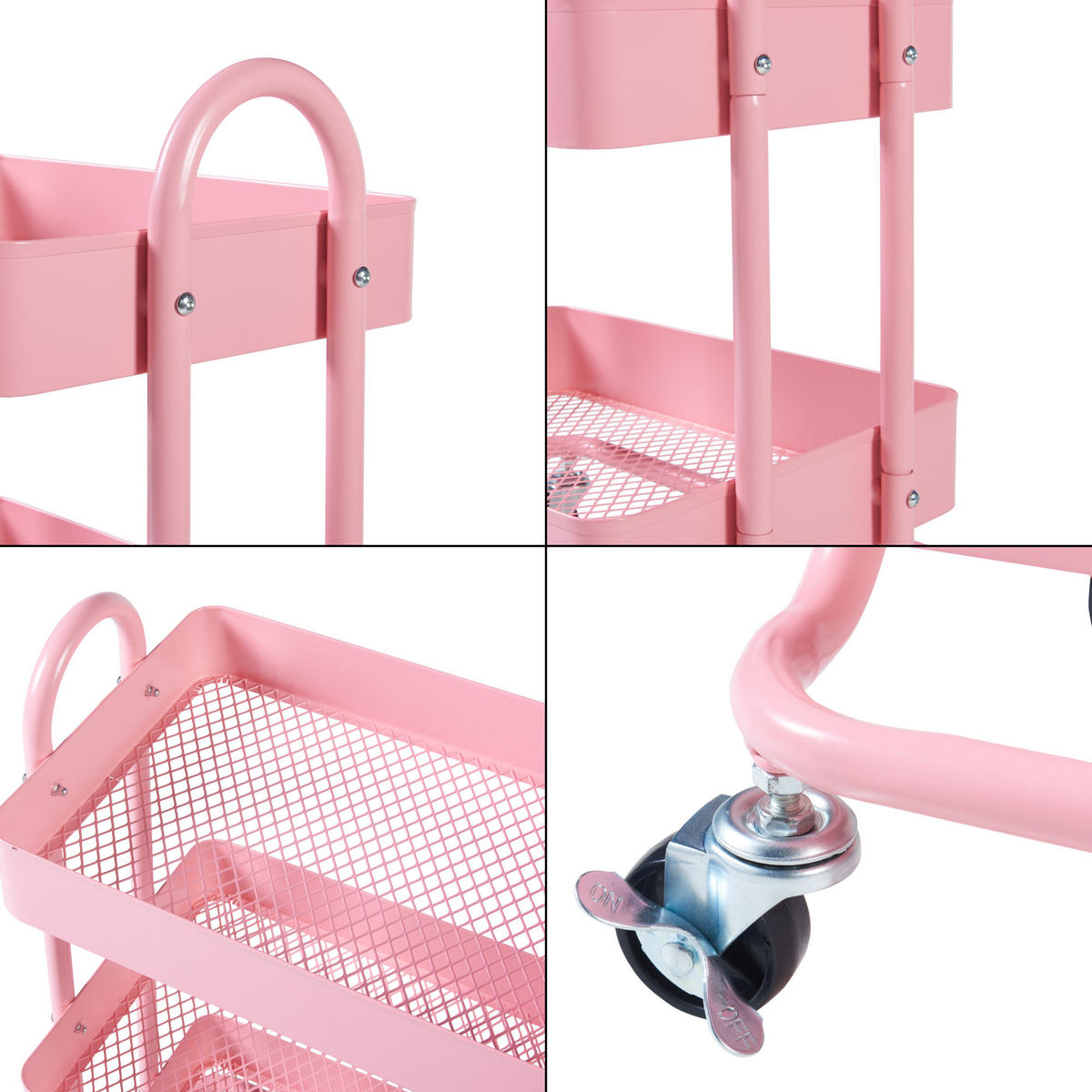 SERVIERWAGEN Pyhäntä - Pink, Metall (46/103.5/35cm) - [en.casa]