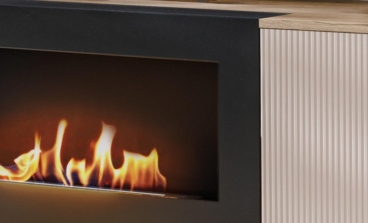 TV-LOWBOARD Viking Eiche, Kaschmir 160 cm, TV Unterschrank mit Ethanol Kamin - Kaschmir/Eichefarben, Holzwerkstoff/Kunststoff (160/45/42cm) - Inn.Furn