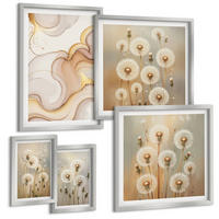 BILDER SET 5er Set - 50x50 cm & 20x30 cm & 40x60 cm Silberner Rahmen - Zitronenblüten am Meer - Silberfarben, Kunststoff (40/60cm) - TULUP