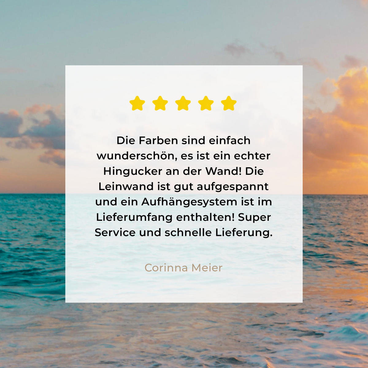 LEINWANDBILD - Sonnenuntergang - Strand - Meer - Sommer - Blau - 20x20 - Wandbilder - Multicolor, Textil (20/20cm) - MuchoWow