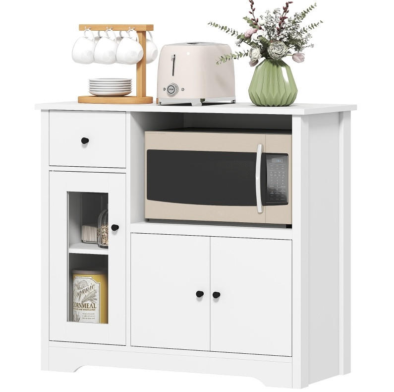 SIDEBOARD 80/35/72,2 cm mit 3 Türen, Schublade & offenem Fach in Weiß - Weiß, Holz (80/72.2/35cm) - BEAOK