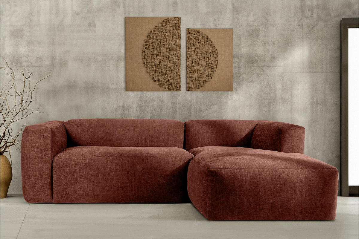 ECKMODULSOFA-RECHTS BUFFO 3/4 Sitzer mit extrem weicher Sitzfläche, Gewebestoff, orange - Dunkelorange, Textil (237/180cm) - KONSIMO®