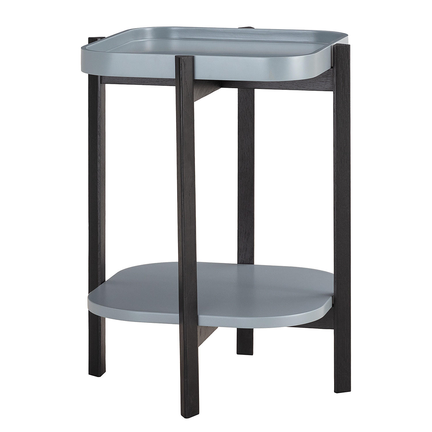 BEISTELLTISCH - Eiche massiv / MDF - Blaugrau/Schwarz, Holz/Holzwerkstoff (47/47/60cm) - home24