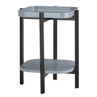 BEISTELLTISCH - Eiche massiv / MDF - Blaugrau/Schwarz, Holz/Holzwerkstoff (47/47/60cm) - home24