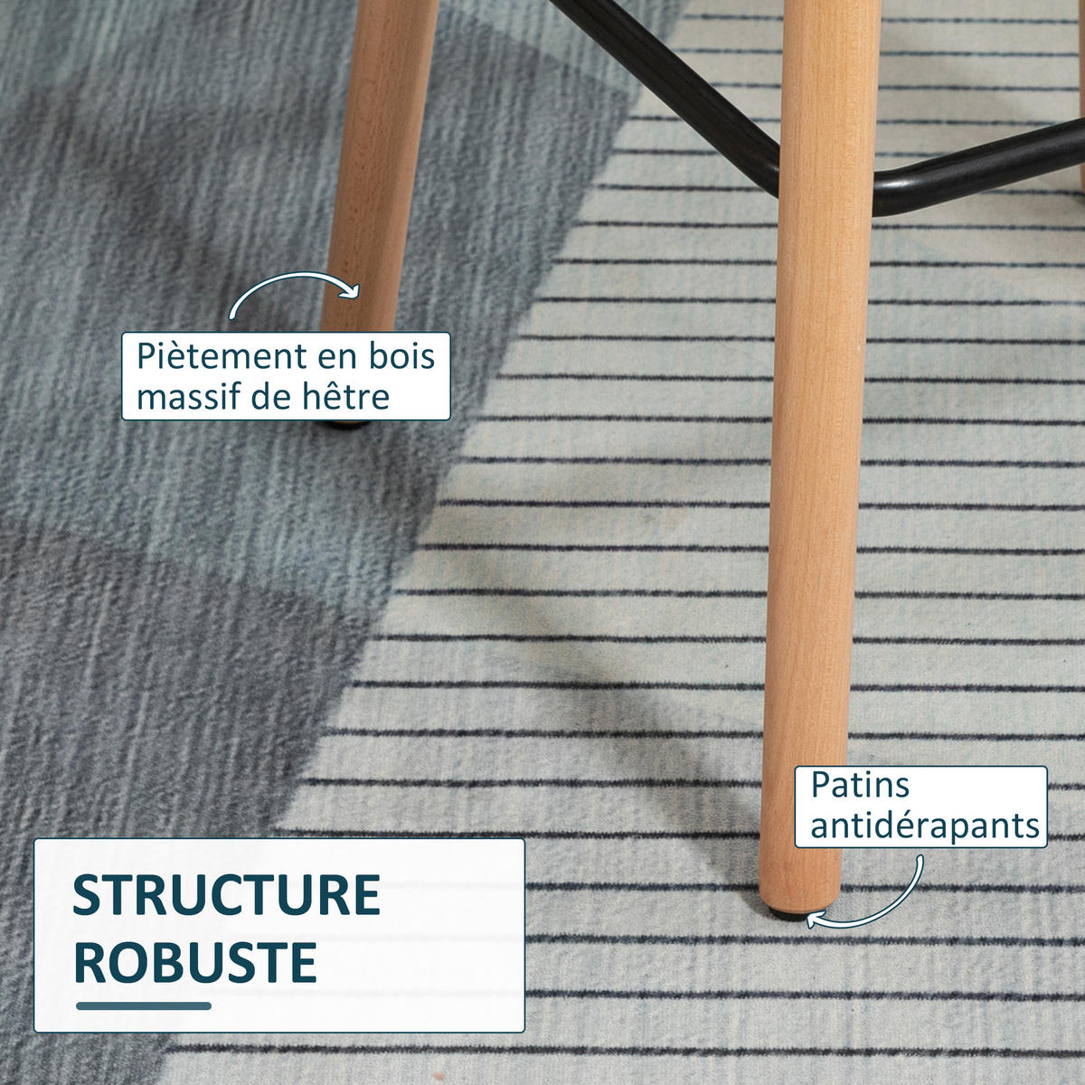 BARHOCKER 2er-Set DE-14702 mit Armlehnen Blau - Blau, Holzwerkstoff (48/100/55cm) - ComfortXL