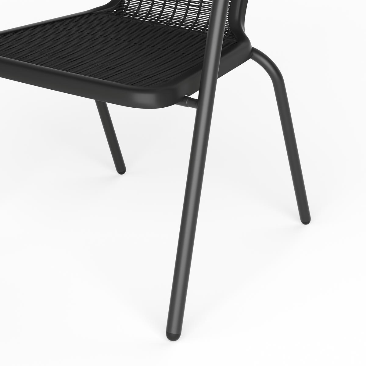 STAPELSTUHL 2er-set(2 Sthüle) aus PE-Rattan Metallgestell in Schwarz für Garten Terrase und Balkon - Schwarz, Metall (42/72/33cm) - Livingandhome