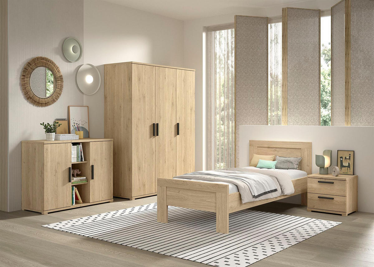 JUGENDZIMMER Set Keelia Eiche Melamin 4tlg Möbel - Eichefarben, Kunststoff (100/1/200cm) - 58aufmkessel