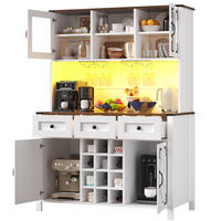 HOCHSCHRANK 120/40/170 cm mit LED-Beleuchtung, Steckdosenleiste, USB und Weinglashalter aus MDF und Glas, Weiß - Weiß, Holzwerkstoff (120/170/40cm) - Redom