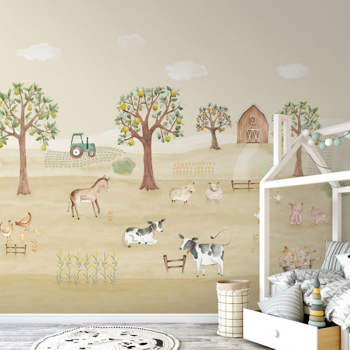 FOTOTAPETE Bauernhof 318 x 275 cm - Beige, Papier (318/275cm) - Sanders & Sanders