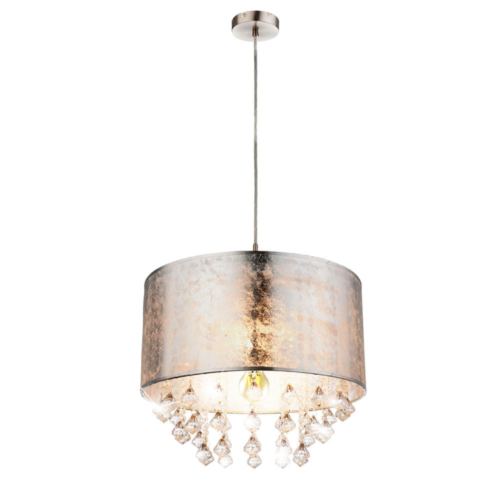 LED HÄNGELEUCHTE AMY Silber Metall Textil - Silberfarben, Metall (40/40/140cm) - Globo Lighting