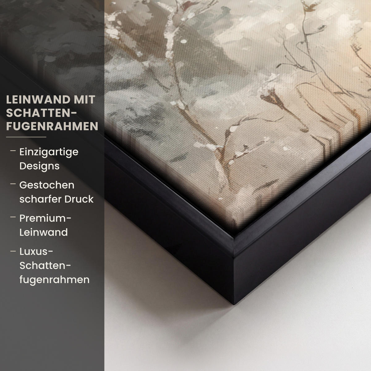 LEINWAND Bilder mit Rahmen - Weihnachten - Rentier - Winter - Kranz - 80x60 - Naturfarben, Textil (80/60cm) - MuchoWow