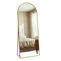 GANZKÖRPERSPIEGEL Bogen-Design mit U-Standfuß & Aluminiumrahmen 165/60 cm Gold - Goldfarben, Glas/Metall (60/165/3cm) - Creahappy