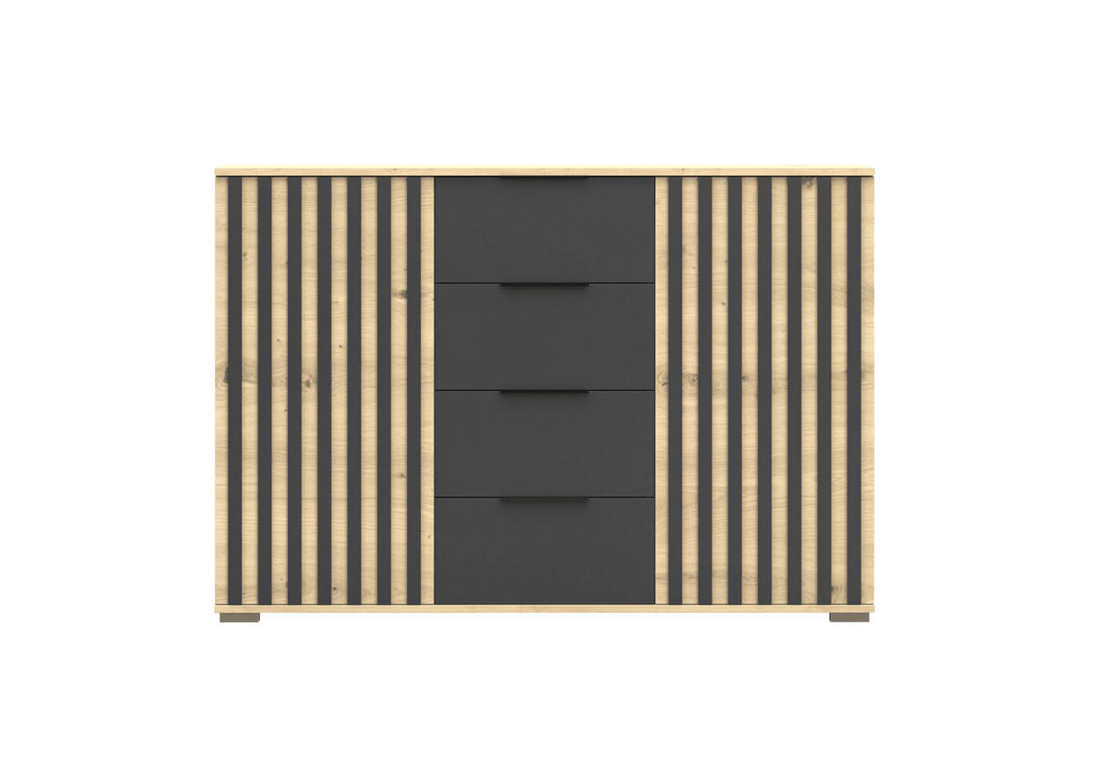 KOMMODE - Highboard Vera 2D4S - Eiche Artisan, Holzwerkstoff (135/93/42cm) - Möblo