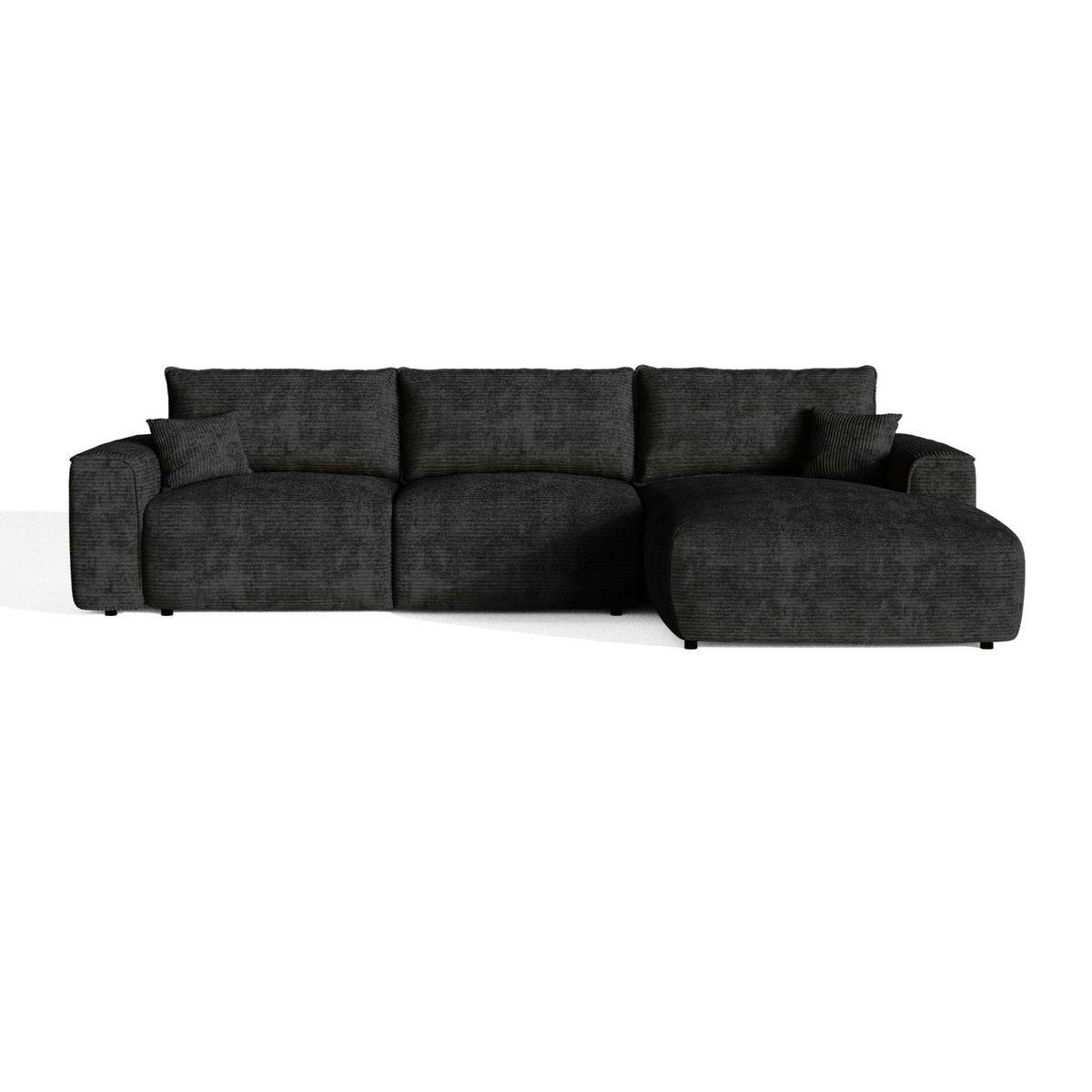 ECKSOFA rechtwinklig COMO Cord Schwarz 297cm - Schwarz, Textil (297/167cm) - Premium Interiors