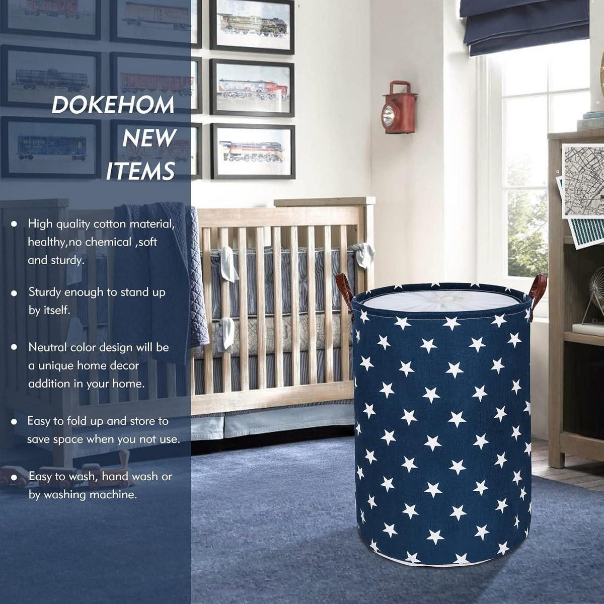 WÄSCHEKORB mit Tunnelzug 61 cm Blau Star - Blau, Textil (40.5/61/40.5cm)