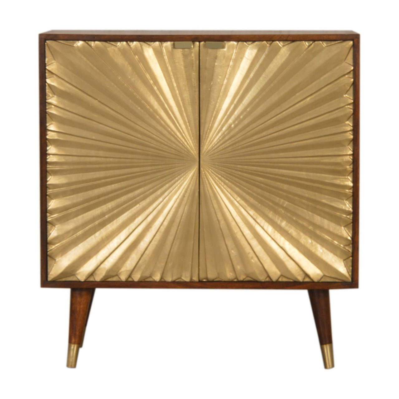 KOMMODE goldfarben, Kastanienholz-Finish - Messingfarben/Braun, Holz/Metall (75/80/35cm) - Artisan Furniture