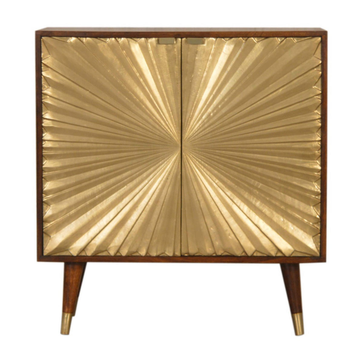 KOMMODE goldfarben, Kastanienholz-Finish - Messingfarben/Braun, Holz/Metall (75/80/35cm) - Artisan Furniture