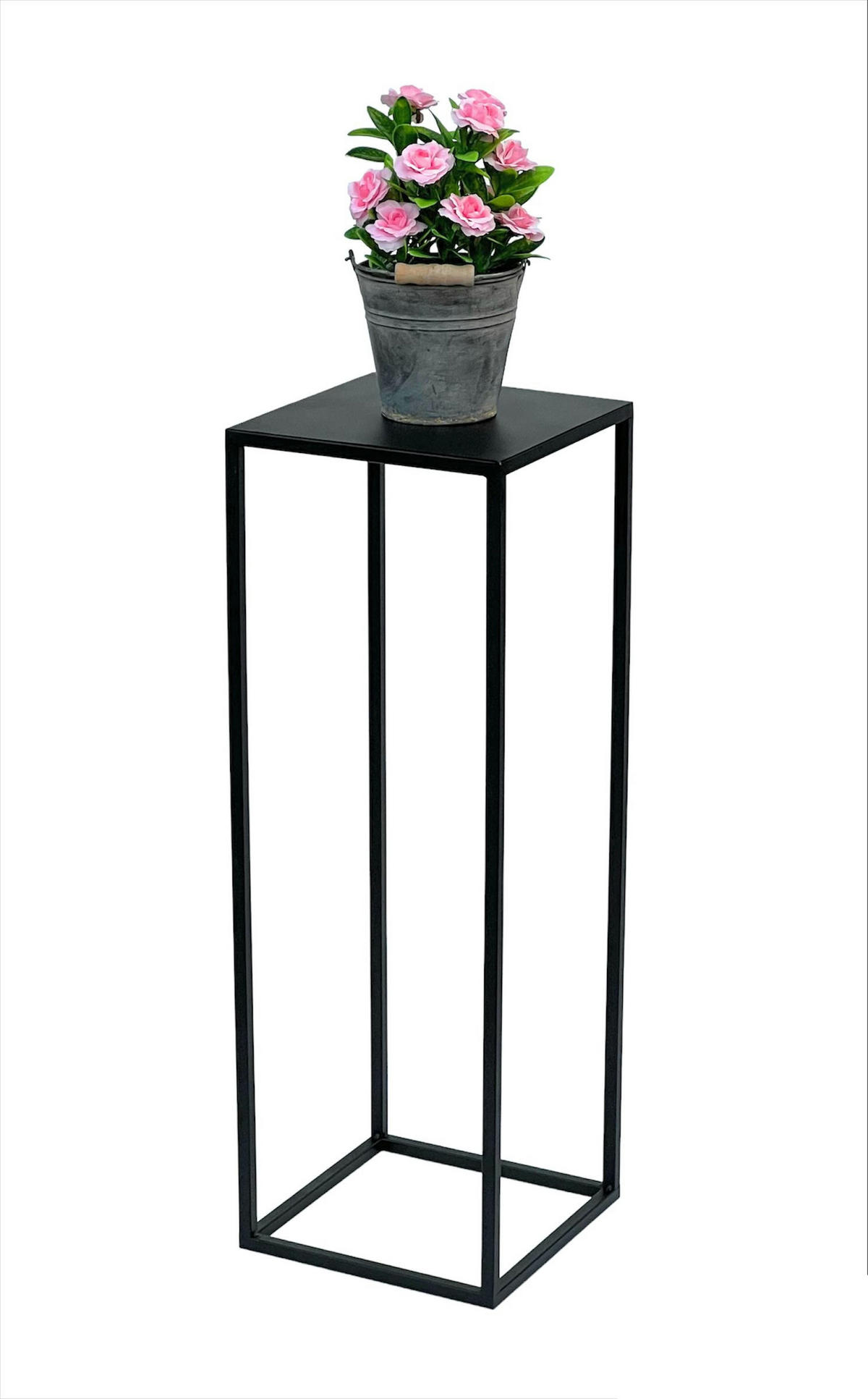 BLUMENHOCKER Metall Schwarz Eckig 70 cm 96350 - Schwarz, Metall (24/70/24cm) - DanDiBo