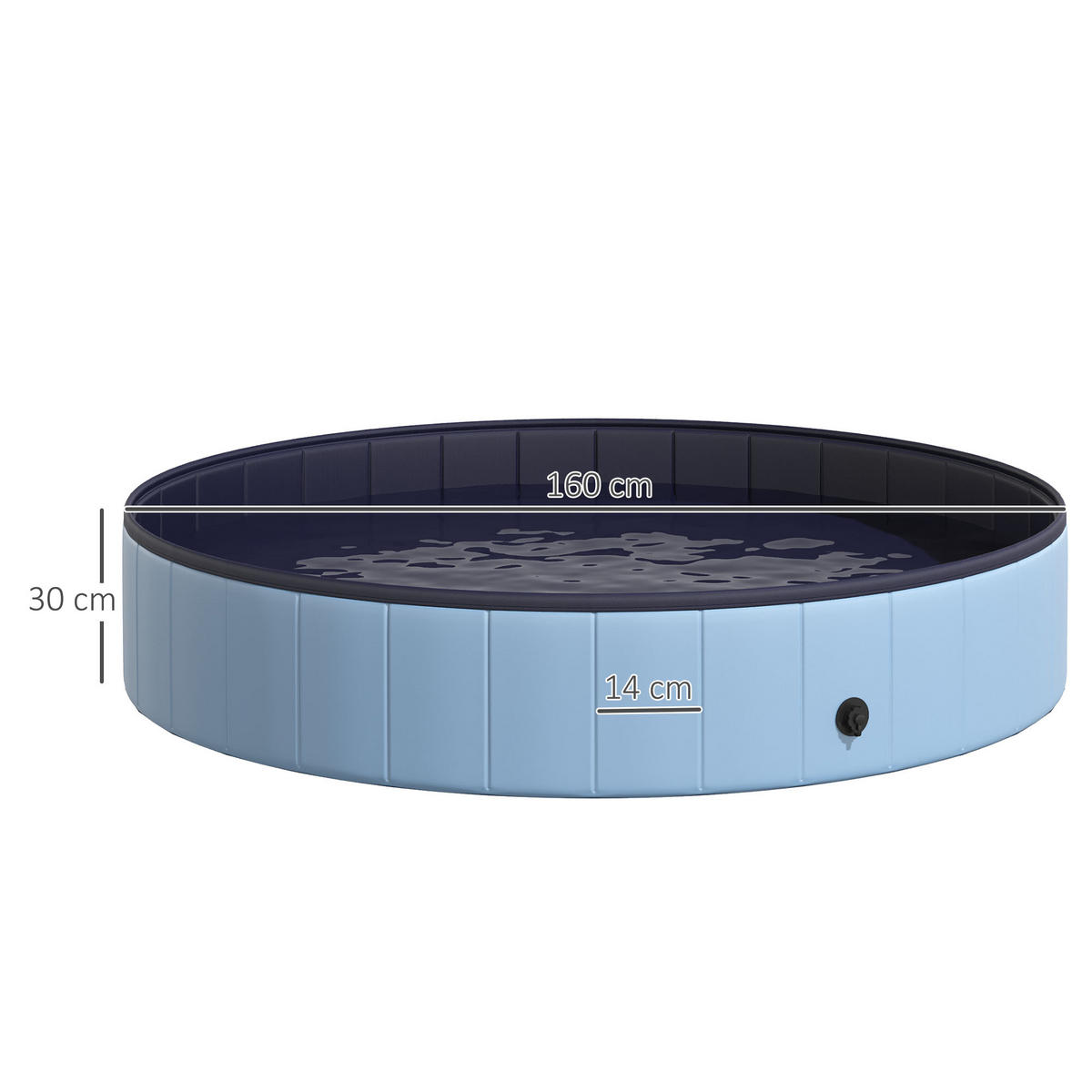 POOL DE-18959 klappbar, Ø160 cm, rutschfest Blau - Blau, Kunststoff (160/30/160cm) - ComfortXL