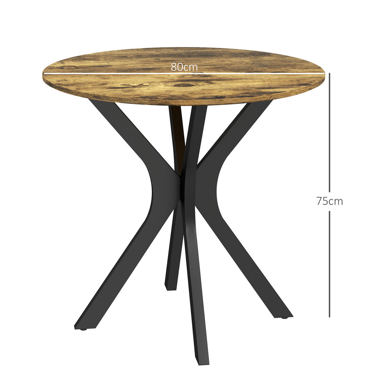 ESSTISCH 78/75 cm Braun aus Holzwerkstoff mit Stahlgestell - Braun, Holz (78/78/75cm) - OKMYHOME