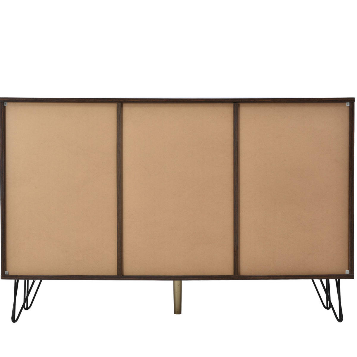 SIDEBOARD 120/38/76,5 cm in Natur mit 3 Türen und schwarzen Eisenfüßen - Naturfarben, Holzwerkstoff (120/76.5/38cm) - Flora Grace